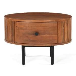 Plano Acacia Wood Side Table With 1 Drawer In Walnut - UK