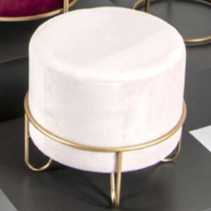 Plano Round Fabric Stool In Cream With Gold Metal Base
