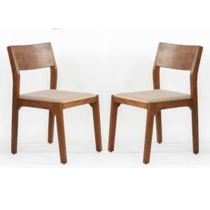 Plano Walnut Acacia Wood Dining Chairs In Pair - UK