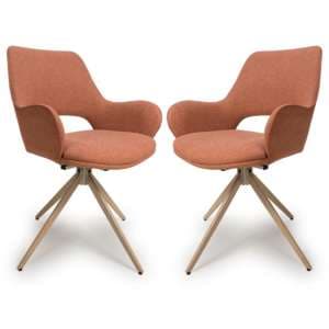 Playa Swivel Brick Fabric Dining Chairs In Pair - UK