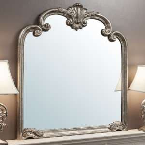 Plaza Rectangular Overmantle Mirror In Silver Frame - UK