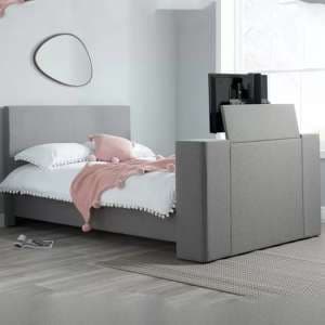 Plazas Fabric Double TV Bed In Grey - UK