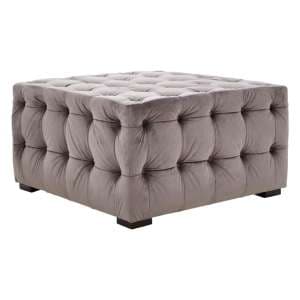 Poerava Upholstered Velvet Footstool In Grey - UK