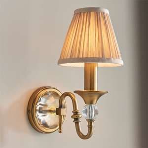 Polina Single Wall Light In Antique Brass With Beige Shade - UK