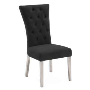 Pombo Velvet Dining Chair With Steel Leg In Charcoal