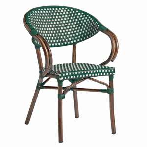 Ponte Outdoor Stacking Armchair In White With Green Weave