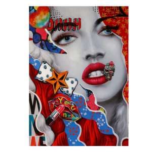 Pop Art Girl Picture Canvas Wall Art In Multicolor - UK