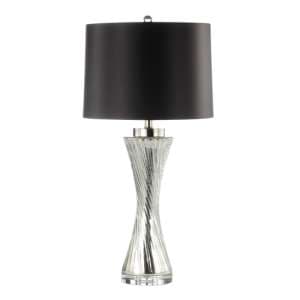 Porec Black Satin Shade Table Lamp With Silver Twist Base - UK