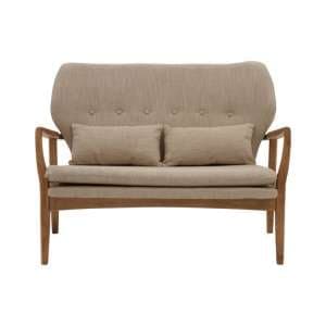 Porrima 2 Seater Sofa In Beige With Natural Wood Frame