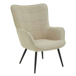 Porrima Fabric Upholstered Armchair In Natural - UK