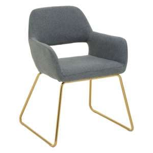 Porrima Grey Fabric Dining Chair With Gold Metal Base - UK