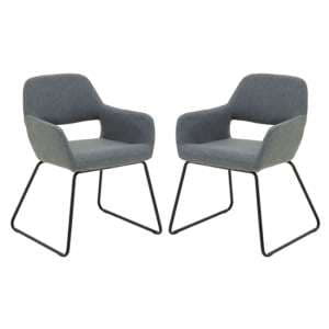Porrima Grey Fabric Dining Chairs With Black Base In A Pair - UK