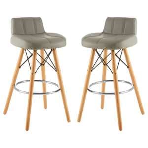 Porrima Grey Faux Leather Effect Bar Stools In Pair - UK