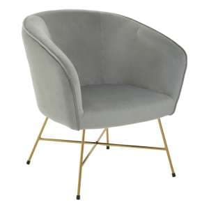 Porrima Velvet Upholstered Accent Chair In Grey - UK