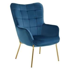 Porrima Velvet Upholstered Armchair In Blue - UK