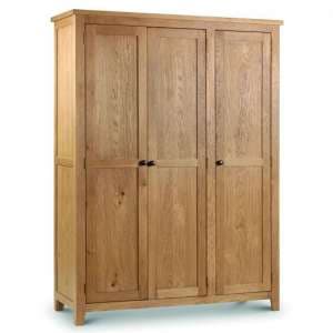 Mabli Three Doors Wooden Wardrobe In Waxed Oak Finish - UK