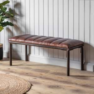Portage Faux Leather Hallway Seating Bench In Brown