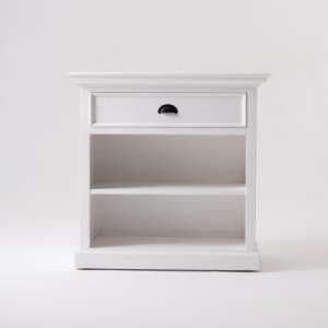 Porth Wooden BedsideTable With shelves In Classic White - UK