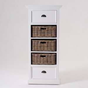 Porth Wooden Storage Unit With Basket Set In Classic White - UK