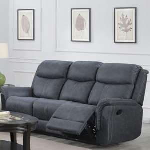 Portland Fabric 3 Seater Recliner Sofa In Slate Grey