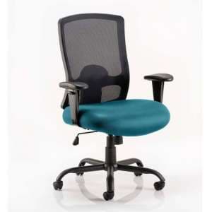 Portland HD Black Back Office Chair With Maringa Teal Seat - UK