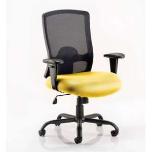 Portland HD Black Back Office Chair With Senna Yellow Seat - UK