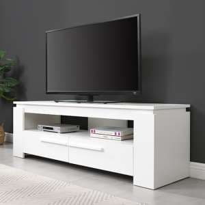 Portland Wooden TV Stand With 2 Drawers In White