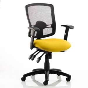 Portland III Black Back Office Chair With Senna Yellow Seat - UK