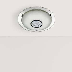 Portland LED White Glass Bathroom Flush Light In Chrome - UK