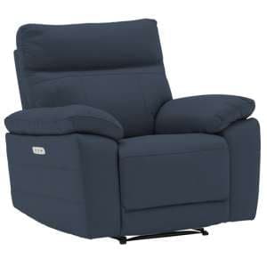 Posit Electric Recliner Leather 1 Seater Sofa In Indigo Blue