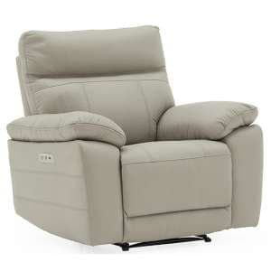 Posit Electric Recliner Leather 1 Seater Sofa In Light Grey