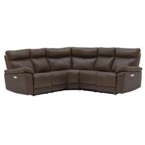 Posit Electric Recliner Leather Corner Sofa In Brown