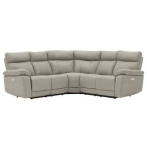 Posit Electric Recliner Leather Corner Sofa In Light Grey