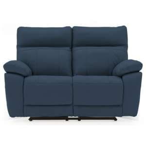 Posit Recliner Leather 2 Seater Sofa In Indigo Blue