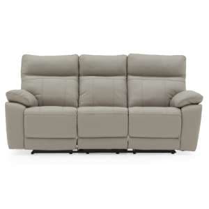 Posit Recliner Leather 3 Seater Sofa In Light Grey - UK