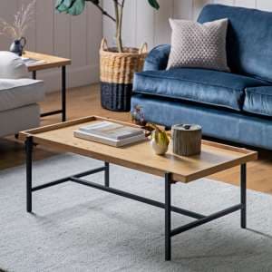 Powell Wooden Coffee Table In Natural With Black Metal Frame - UK