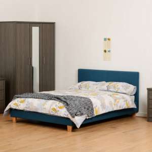 Prenon Fabric Double Bed In Petrol Blue - UK