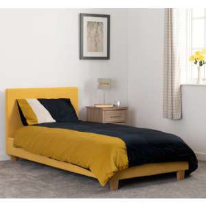 Prenon Fabric Upholstered Single Bed In Mustard - UK