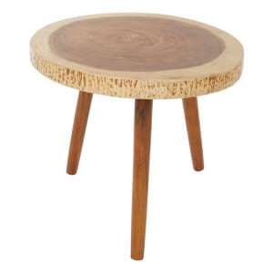 Praecipua Round Wooden Side Table In Brown