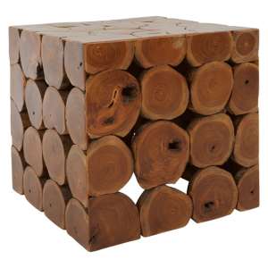 Praecipua Square Teak Wooden Stool In Brown