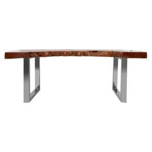 Praecipua Wooden Coffee Table With Silver Steel Base In Brown - UK