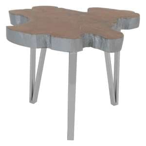 Praecipua Wooden Side Table In Natural And Silver - UK