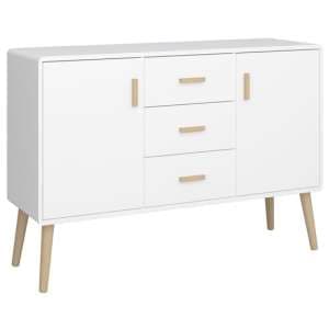 Praia Wooden Sideboard With 2 Doors 3 Drawers In Pure White - UK