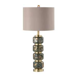 Prato Taupe Faux Silk Shade Table Lamp With Abstract Glass Base - UK