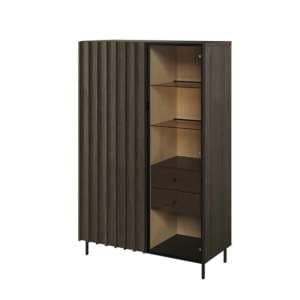 Prato Wooden Display Cabinet 2 Doors In Portland Ash With LED - UK