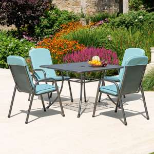 Prats Outdoor 1100mm Dining Table With 4 Chairs In Jade - UK