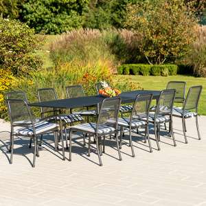 Prats Outdoor Extending Dining Table And 10 Chairs In Charcoal - UK