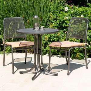 Prats Outdoor Metal Bistro Table With 2 Chairs In Ochre - UK