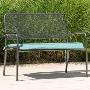 Prats Outdoor Seating Bench In Grey With Jade Cushion - UK