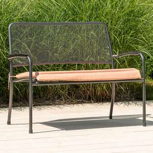 Prats Outdoor Seating Bench In Grey With Ochre Cushion - UK